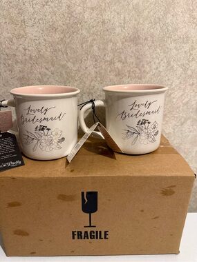 Lovely Bridesmaid Ceramic Mug - Cream Exterior with Pink Interior
